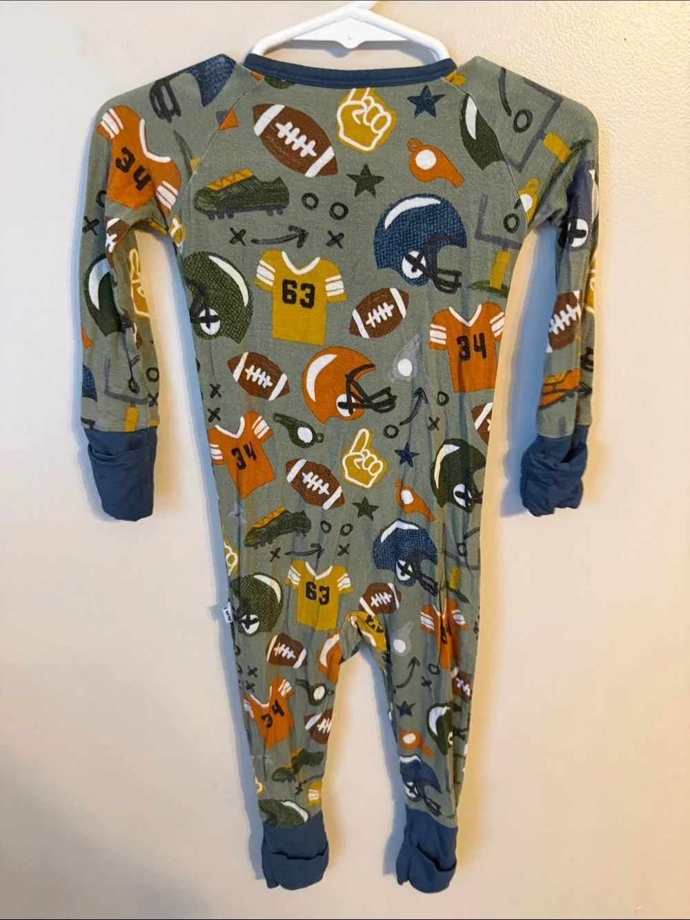 Little Sleepies Bamboo Zippy Size 6-12 Months Football Touchdown Theme